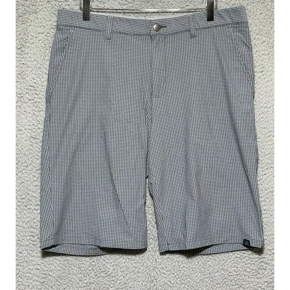 Adidas Golf Shorts Mens 34 Gray‎ Checkered Stretch Lightweight Performance