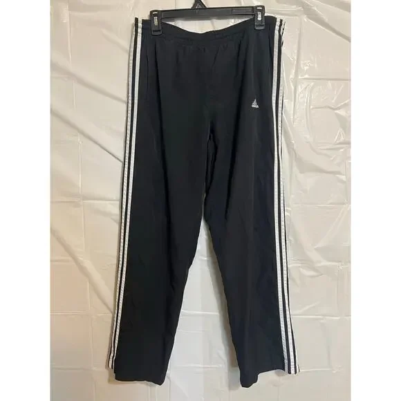 Adidas Vintage Track Pants XL Black 3 Stripe‎ Athletic Training System Joggers