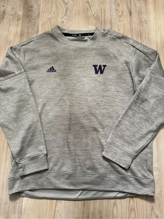 Adidas Washington University Men’s Gray Crewneck Sweatshirt with Purple logo