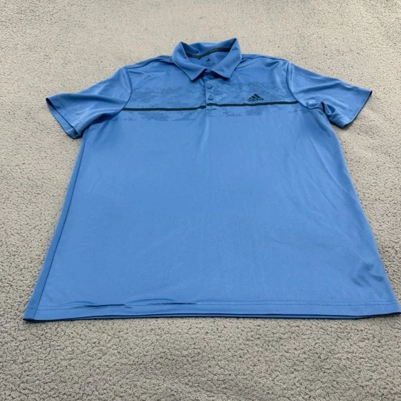 Adidas Primegreen Polo Shirt Mens XL Blue Graphic Print Short Sleeve Golf