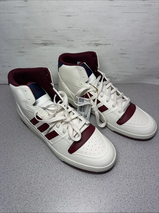 adidas High-Top Sneakers in White and Burgundy
