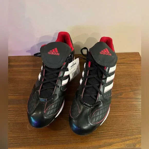 Mens adidas spinner 8 Red/Black Low Baseball Metal Cleats size 14  BRAND NEW