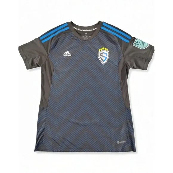 Streetwear Minimalist Adidas San Jose Earthquakes ECNL Soccer Jersey Mens M #18