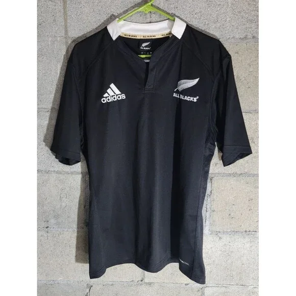 Adidas ALL BLACKS Climacool Men's Short Sleeve New Zealand Rugby Jersey Size L
