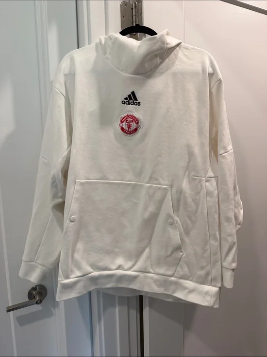 adidas White Manchester United hooded Sweatshirt