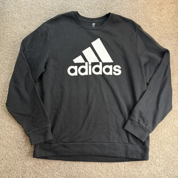 Adidas Golf Sweatshirt Mens XL Black Fleece Pullover Logo Graphic Crewneck