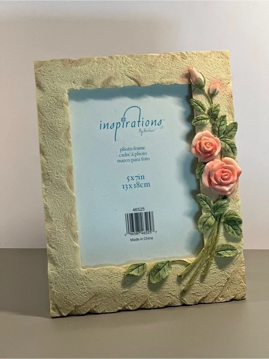 Inspirations By Heirloom Pink Rose 5x7 Photo Frame Floral Cottage Decor