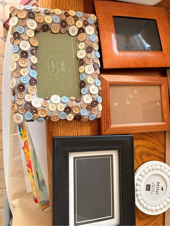 Button-Embellished Multi-Color Photo Frame - Unbranded