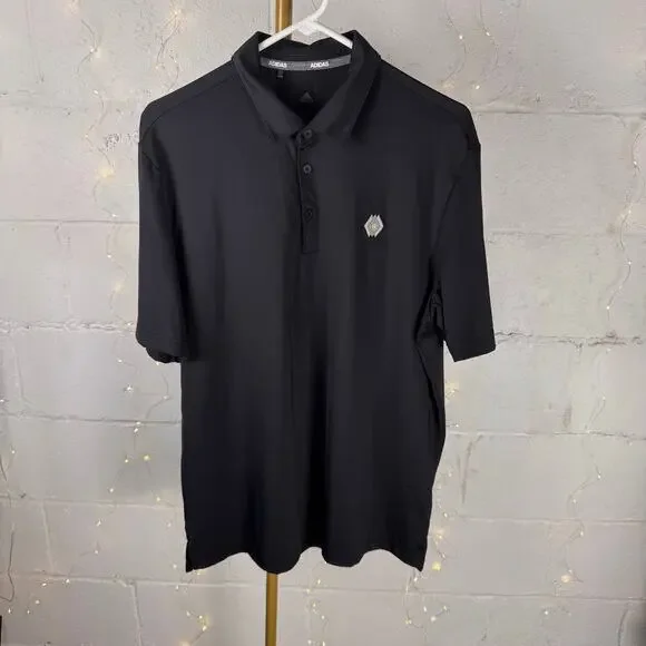 adidas men’s black performance golf polo shirt embroidered logo size L