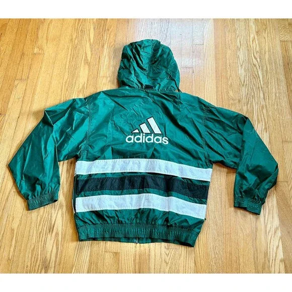 Vintage Adidas Windbreaker Jacket Medium Green