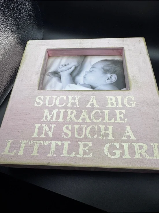 Pink Rustic Wooden Baby Girl Photo Frame
