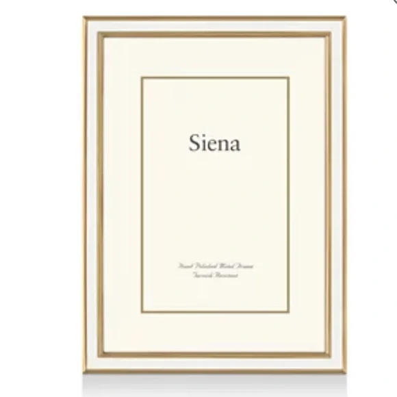 Siena White Enamel with Gold Frame, 4” x 6”