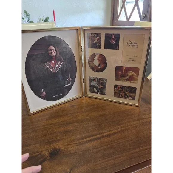 Vintage Bifold Multi Photo Frame Gold Tone