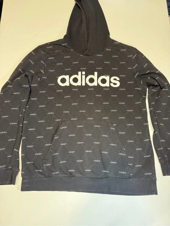 adidas Black Logo Zip-Up Hoodie Sweater