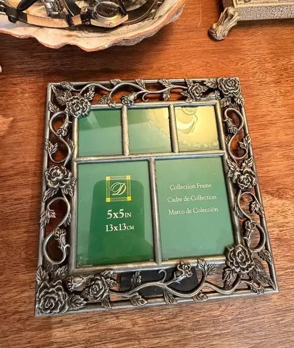 Fetco Home Decor Rose Vine Metal Multi-Opening Floral Picture Frame 5x5