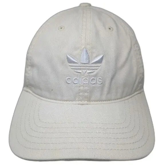 Adidas Baseball Cap Beige One Size Trefoil Logo Slideback Gray Undervisor Hat