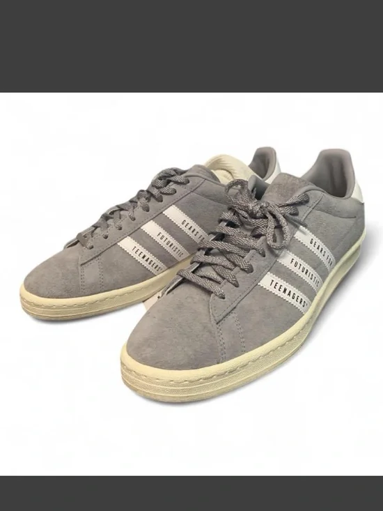 Adidas x Human Made Gray 11 Suede Low-Top Sneakers with Cream Sole