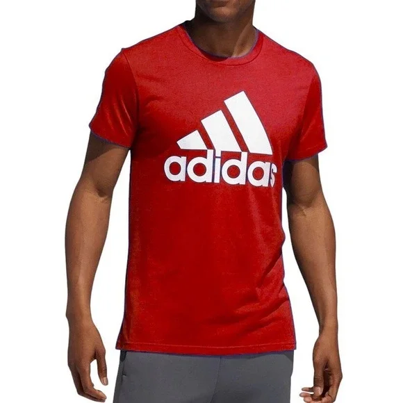 Adidas Size Small logo‎ Men's Graphic T-Shirt Climalite red Short Sleeve NWT