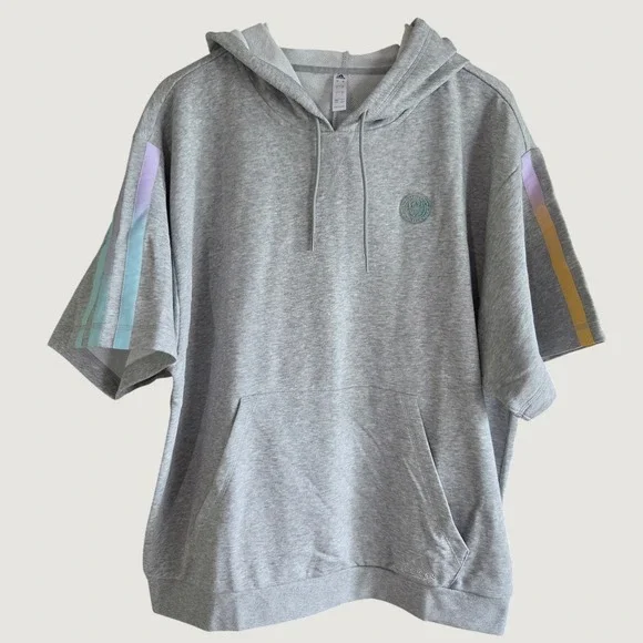 Adidas‎ Donovan Mitchell DON Short Sleeve Hoodie Grey Pastel Gradient Stripes XL