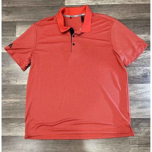 Adidas Golf Polo Shirt Striped‎ Moisture Wicking Athletic XL