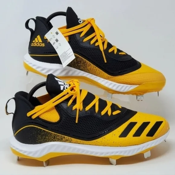 Adidas Icon V Bounce Cleats Baseball Shoes Yellow Black G28251 Men's Sz 14 New