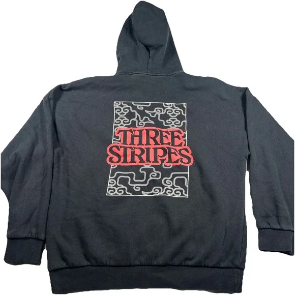 Adidas Urban The Cloud 3 Three Stripes Graphic Hoodie Black size Large Street