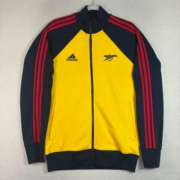 Adidas Arsenal FC Track Jacket Men S Yellow Blue Soccer Full Zip Sportswear Y2K