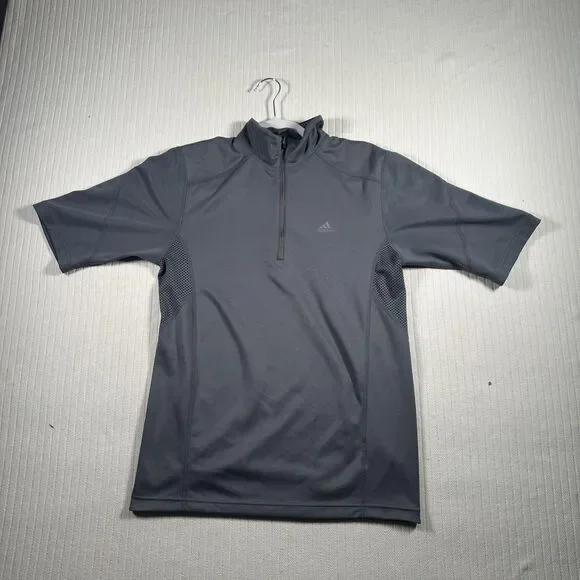 Adidas Men’s Medium Gray 1/4 Zip Performance Shirt Short Sleeve Athletic Golf