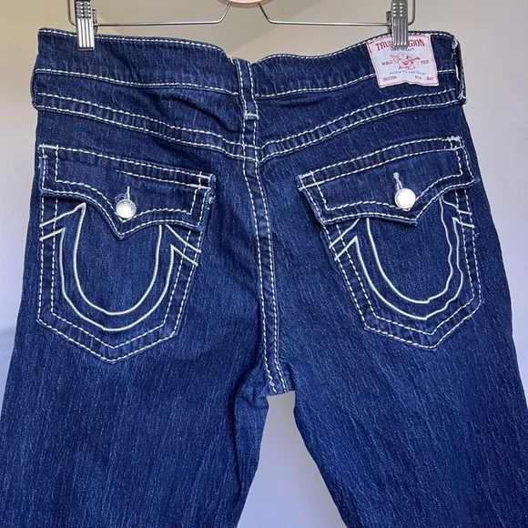 True Religion Ricki Relaxed Straight Jeans Size 33 Super T White Big Stitch Mens