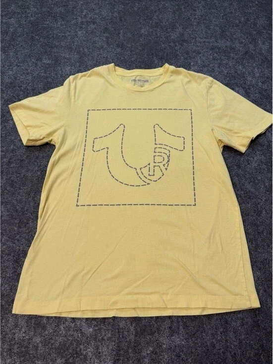 True Religion yellow horseshoe logo graphic T-shirt men’s medium cotton