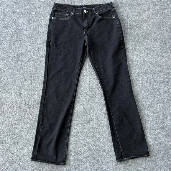 True Religion Ricky‎ Relaxed Straight Jeans Mens 34x33 Black Stretch Horseshoe