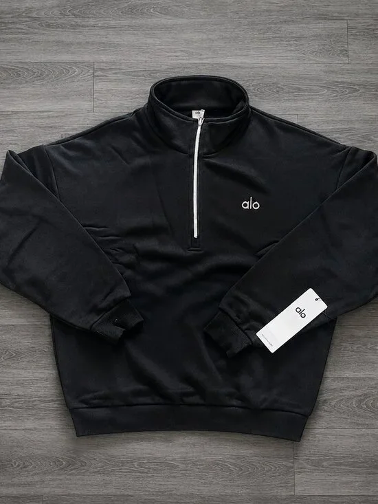 ALO Yoga Accolade Black 1/4 Zip Pullover Sweatshirt - NWT