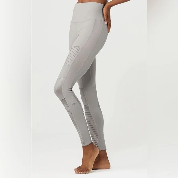 ALO Yoga High Waist Moto Leggings Alloy Light Grey Medium