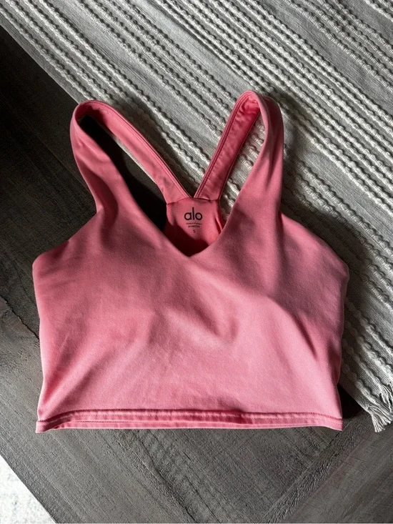 ALO Yoga Pink Cropped Sports Bra Tank with Supportive Straps