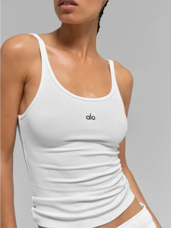 ALO Yoga White Ribbed prosper Tank