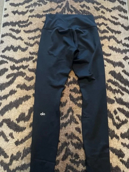Alo High-Waist Black Leggings w/ ankle slit