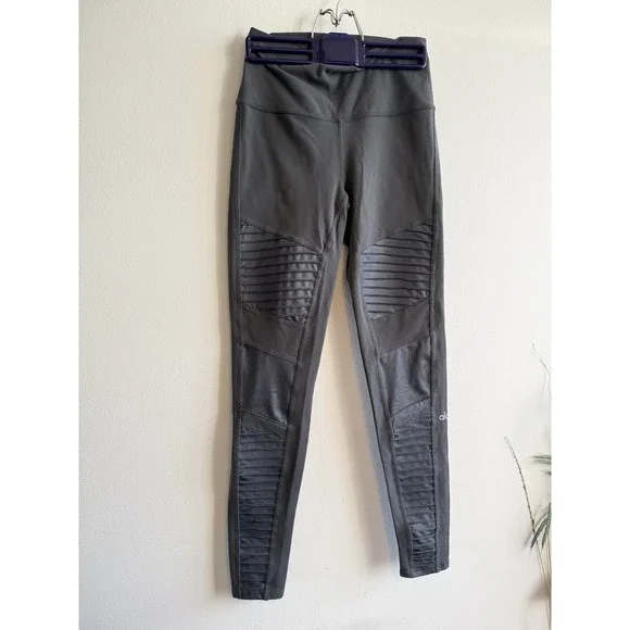 ALO Yoga Moto High Waist Leggings M Gray Athletic Workout Gym‎ Activewear