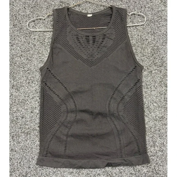 Alo Yoga Tank Top XS Black Seamless Laser Cut Mesh Activewear Workout