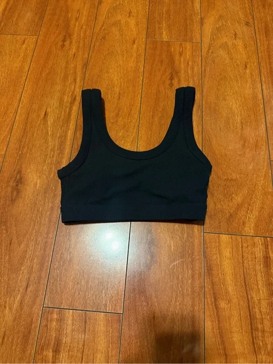 ALO Yoga Black Ribbed Scoop Sports Bra