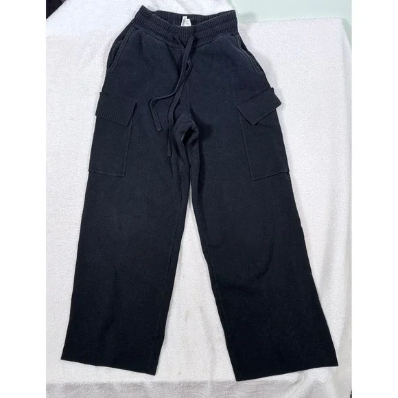 ALO Yoga Cargo Utility Pants XS Black High Waist Soft Washed Pocket Drawstring
