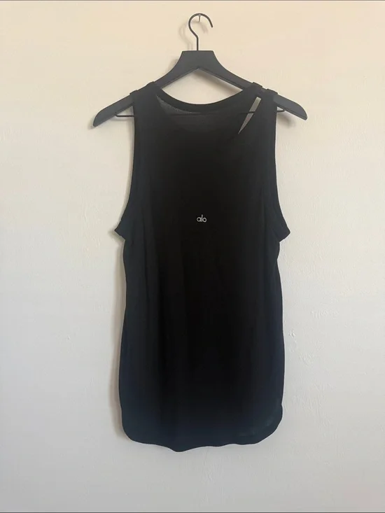 ALO Yoga Black Racerback Cutout Tank