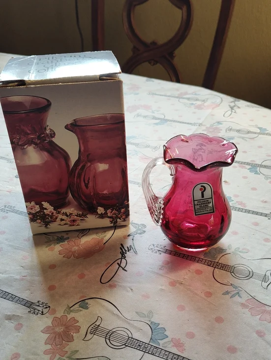 Pilgrim Cranberry Glass Pitcher - Pink Decorative Home Accent