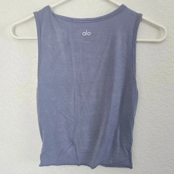 Alo Yoga‎ Womens Twist Front Sleeveless Crop Top Dusty Blue W5704R