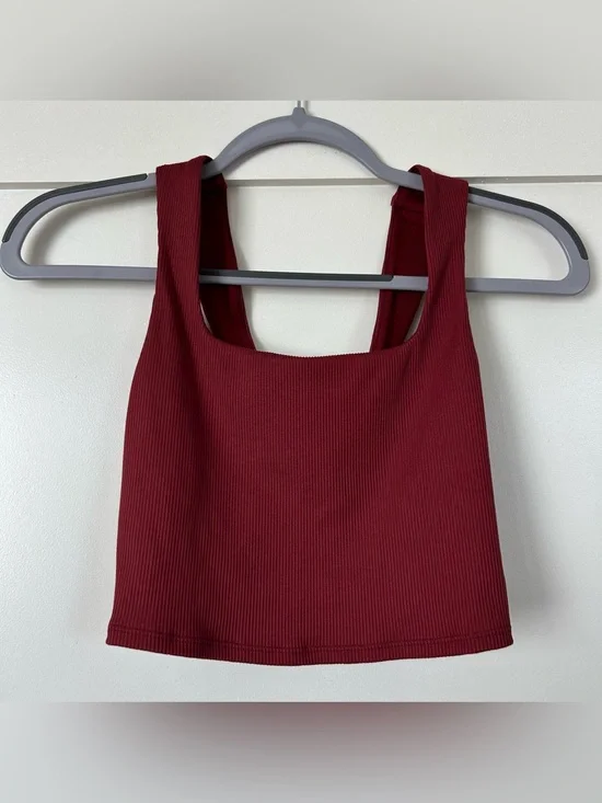 Alo Yoga Alosoft Ribbed Chic Bra Tank Top Red Size Extra Small