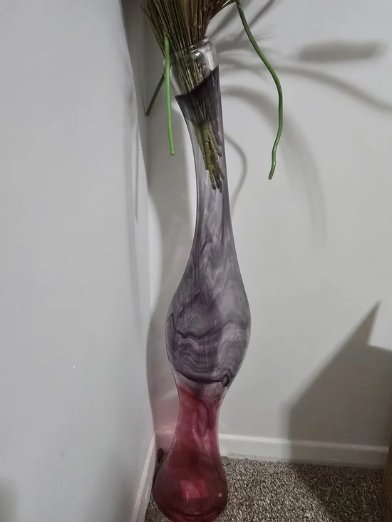 Handblown Gradient Glass Floor Vase — Purple and Pink