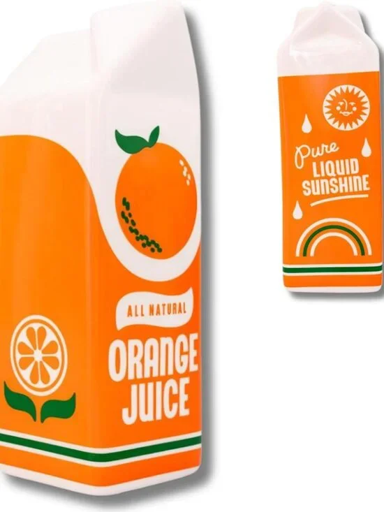Retro-Inspired Ceramic Flower Vase - Fun OJ Carton Design for Home Decor