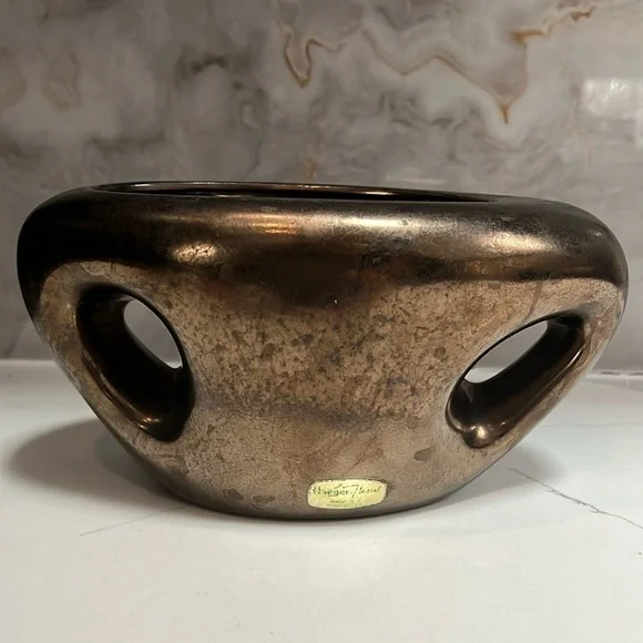 Vintage Haeger Bronze Glazed Abstract Modern Vase