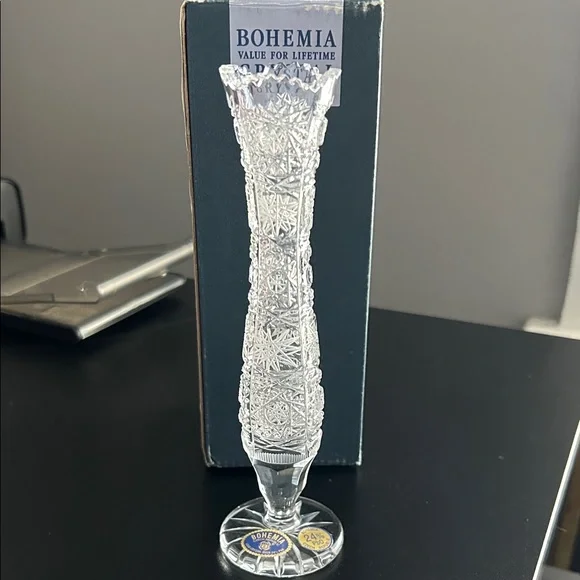 Vintage Bohemian 24% Lead Crystal Bud Vase 7
