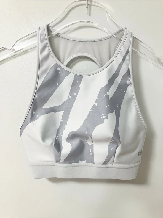 Alo Yoga | White Incline Abstract Bra s Athletic Gym Running Sporty Workout