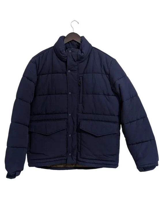 J.Crew Men's Nordic Eco Puffer Jacket Large PrimaLoft Navy Blue AZ580